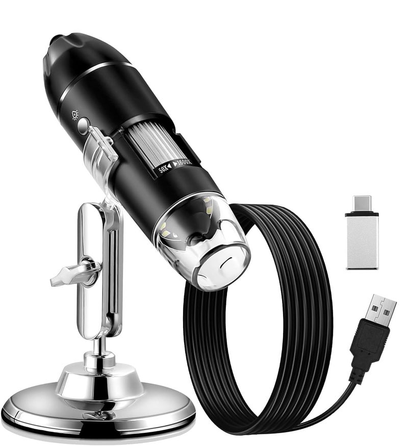 ETZIN ميكروسكوب رقمي محمول 1600X زووم 8 LED مع حامل - Image 1