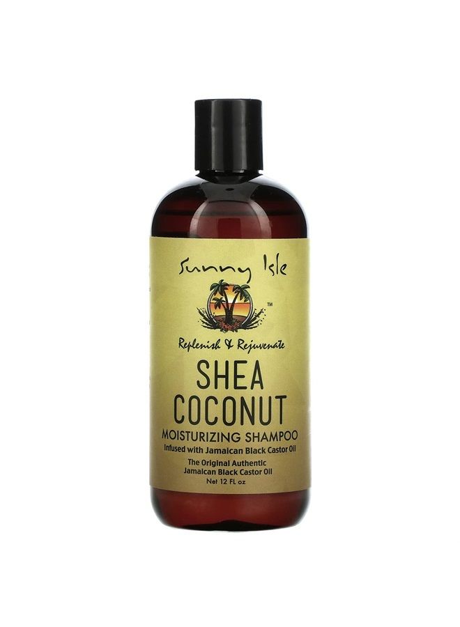 Sunny Isle Shea Coconut Moisturizing Shampoo 12oz | Infused with Jamaican Black Castor Oil | Curly Hair Shampoo | Hydrating for Dry Curls, Waves, Coils | Silicone, Paraben & Sulfate-FREE 