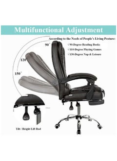 Relax Smart Massage Office Chair, Ergonomic High Back Leather Work Chair with Flip Arms, Black  - Image 3