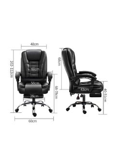 Relax Smart Massage Office Chair, Ergonomic High Back Leather Work Chair with Flip Arms, Black  - Image 2