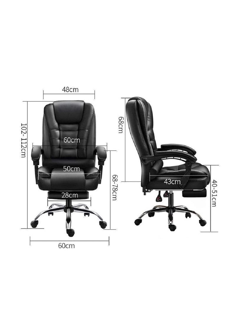 Massage Office Chair, Ergonomic High Back Leather Work Chair with Flip Arms, Black