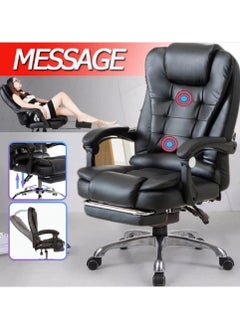 Relax Smart Massage Office Chair, Ergonomic High Back Leather Work Chair with Flip Arms, Black  - Image 5