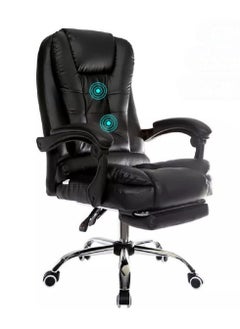 Relax Smart Massage Office Chair, Ergonomic High Back Leather Work Chair with Flip Arms, Black  - Image 1