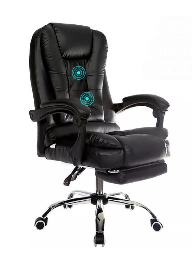 Massage Office Chair, Ergonomic High Back Leather Work Chair with Flip Arms, Black
