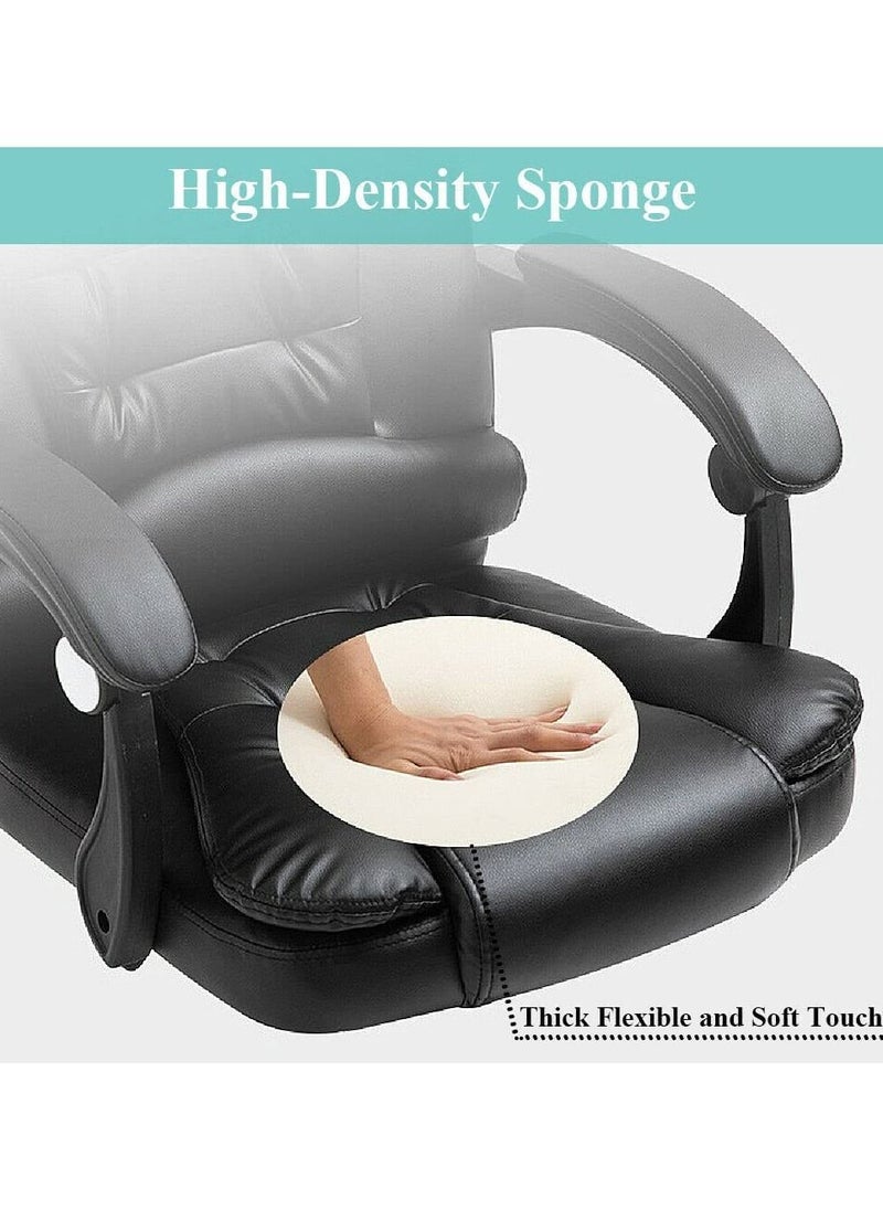 Massage Office Chair, Ergonomic High Back Leather Work Chair with Flip Arms, Black