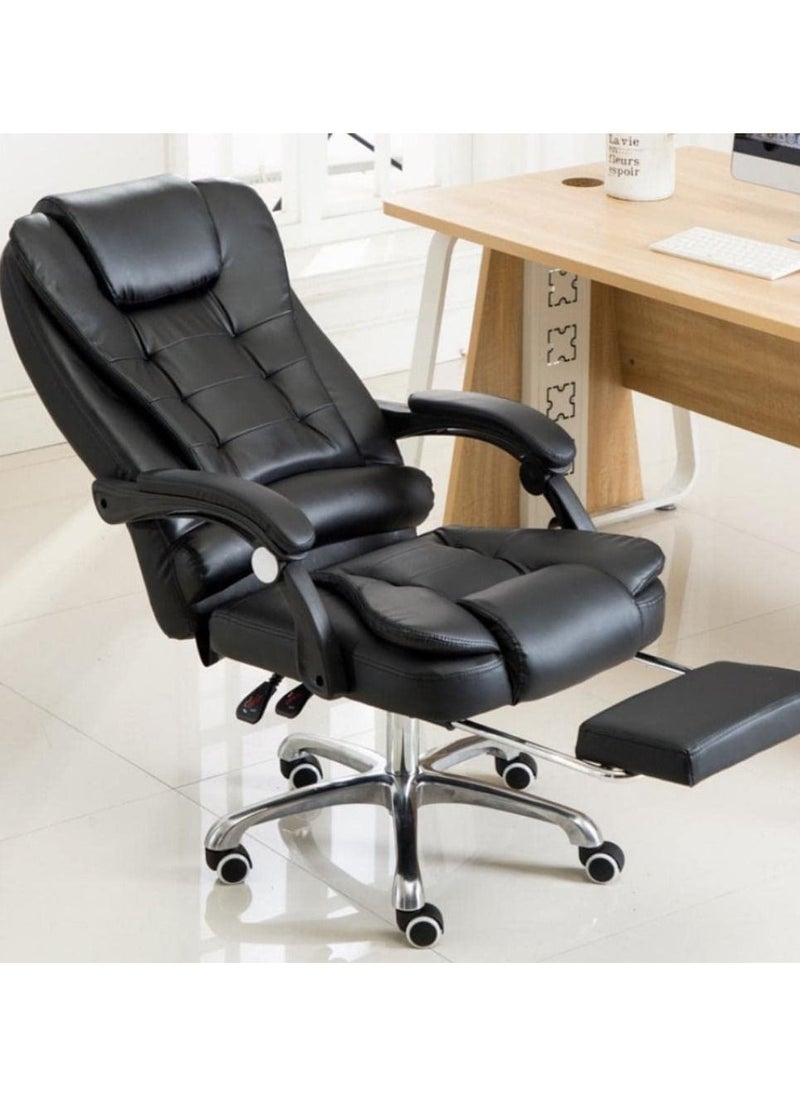 Massage Office Chair, Ergonomic High Back Leather Work Chair with Flip Arms, Black