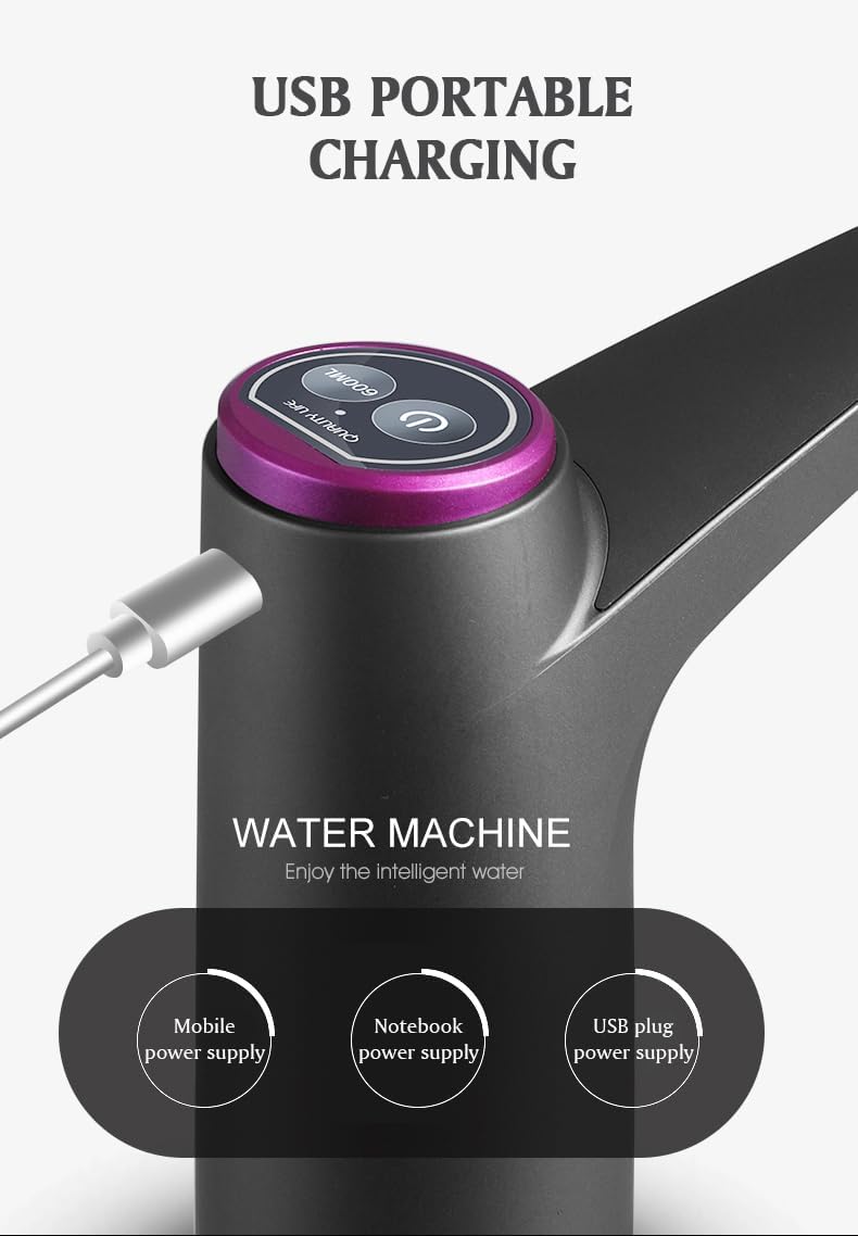 PONDI USB Rechargeable Water Dispenser Without Detachable Base for 5 Gallon Bottles - Portable Dispenser with 1200mAh Battery - Smart and Automatic - Ideal for Home, Office, and Outdoor Use (Smart White) - Image 4