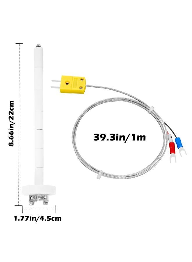 Lioaeust K-Type Thermocouple Block Ceramic Kiln Insulator Kiln Probe Measuring Temperature 32 to 2372 °F(0 to 1300 °C) 3.3 FT Wire Extension F/C 11G High Tool - Image 5