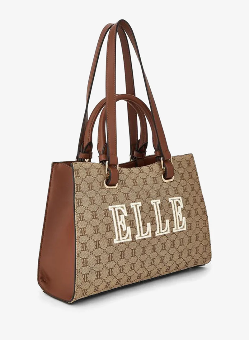 ايل Monogram Textured Tote Bag With Double Handle