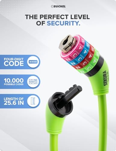 Büchel Bike Locks Cable for Kids - Colorful & Keyless - Secure Your Child's Bike - Easy-to-Use Bicycle Accessory, High Security 5 Digit Resettable Combination Coiling Bicycle Lock, Anti Theft - Image 3