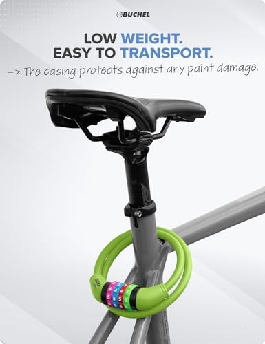 Büchel Bike Locks Cable for Kids - Colorful & Keyless - Secure Your Child's Bike - Easy-to-Use Bicycle Accessory, High Security 5 Digit Resettable Combination Coiling Bicycle Lock, Anti Theft - Image 5