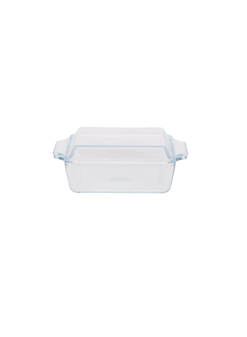 Royalford 1.0 L Glass Baking Dish with Lid-RF12207/ Rectangle Tray Perfect for Baking and Serving/ Casserole with Easy Grab Handles/ Oven, Dishwasher and Freezer Safe Clear - Image 1