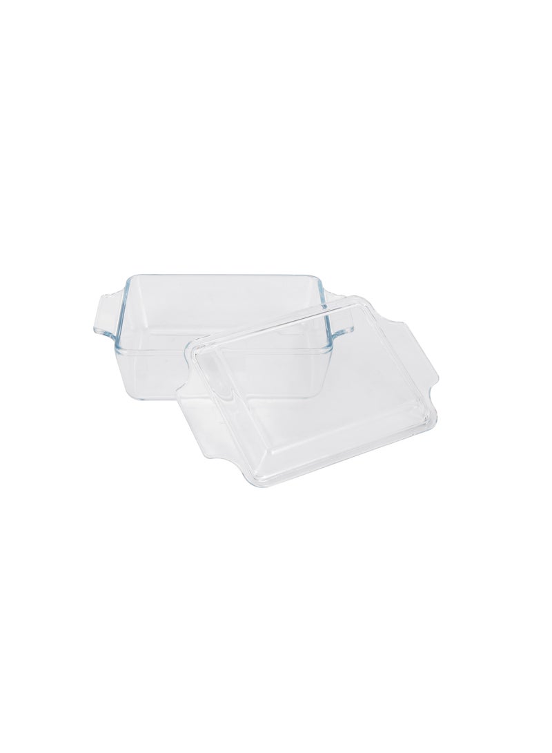 Royalford 1.0 L Glass Baking Dish with Lid-RF12207/ Rectangle Tray Perfect for Baking and Serving/ Casserole with Easy Grab Handles/ Oven, Dishwasher and Freezer Safe Clear - Image 2