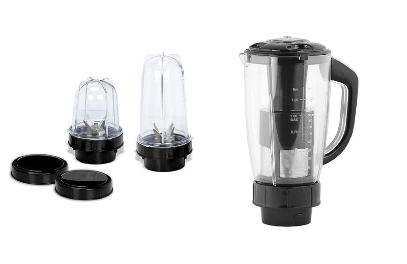 MasterClass Sanyo MasterClass Sanyo Deluxe Juicer jar and Bullet Jar Combo ABS Plastic Set of 2 Bullet Jars 530ml and 350ml Plus 1 Juicer Jar 1500ml Color Black  - Image 1