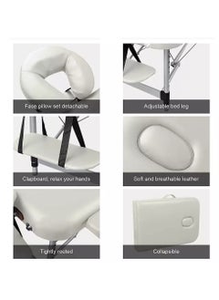 IOLITE Folding Beauty Bed 95cm length 19cmX74cm width Professional Portable Spa Massage Tables Foldable with Bag Salon Portable Massage Bed Foldable Massage Tables with Pillow SPA Bed   Stainless Steel Frame  SPA Salon Tattoo Massage Therapeutic Treatment Massage Adjustable Table  - Image 5