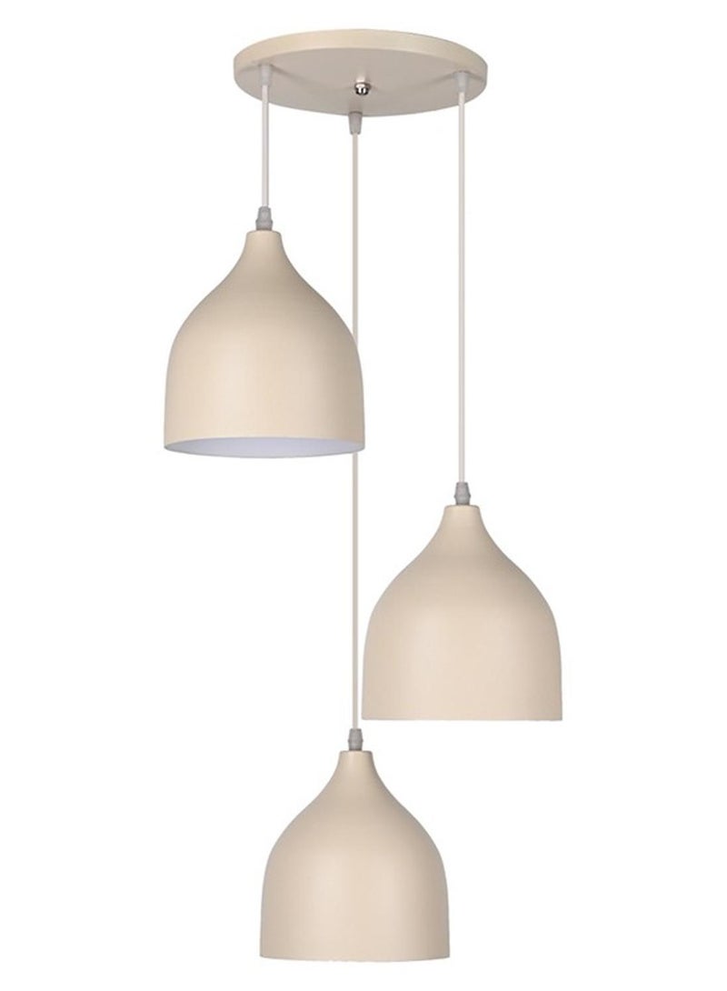 الروضة للإضاءة نجفة نعومى 3 لمبة | حديث ديكور LED E27 معلقة مصباح سقف اضاءة داخلية مصباح معلق دلاية سقف مودرن نجفة | مناسبة لأي غرفة | | اللون: بيج | المقاس: 70x32 سم - Image 1