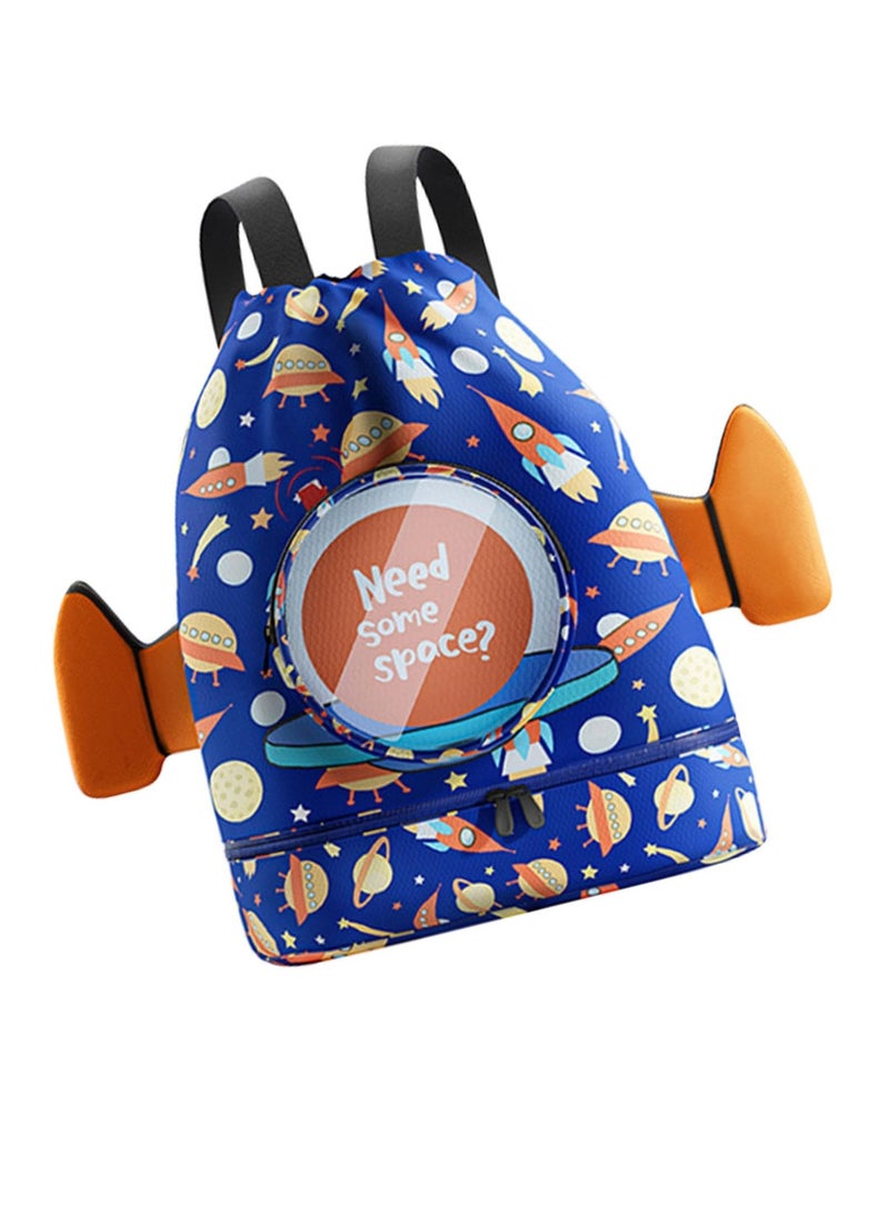 SOLARAE Swimming Backpack for Kids, Kids Beach Backpack, Drawstring Swimming Backpack for Kids, Wet and Dry Separation Swim Bag for Kids with Shoe Compartment, for Swimming Beach Sports Travel School - Image 1