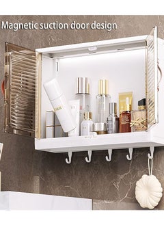 GoldenLike Large Makeup Organizer Cosmetics Storage Box Skincare Display Case with Door and Hooks Waterproof and Dustproof for Bathroom Countertop and Kitchen Spice Organizer  - Image 3