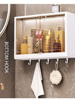 GoldenLike Large Makeup Organizer Cosmetics Storage Box Skincare Display Case with Door and Hooks Waterproof and Dustproof for Bathroom Countertop and Kitchen Spice Organizer  - Image 5
