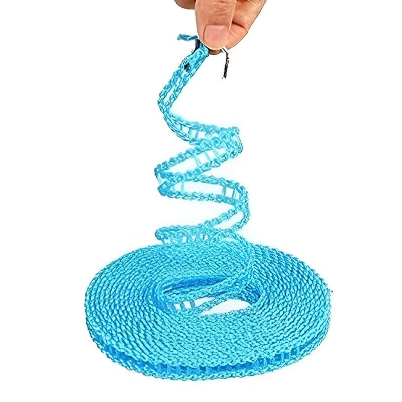 BROOKITCHEN 5 Meters Windproof AntiSlip Clothes Washing Line Drying Nylon Rope with Hooks 5 Meter Nylon Clothesline Rope2 PCS - Image 2