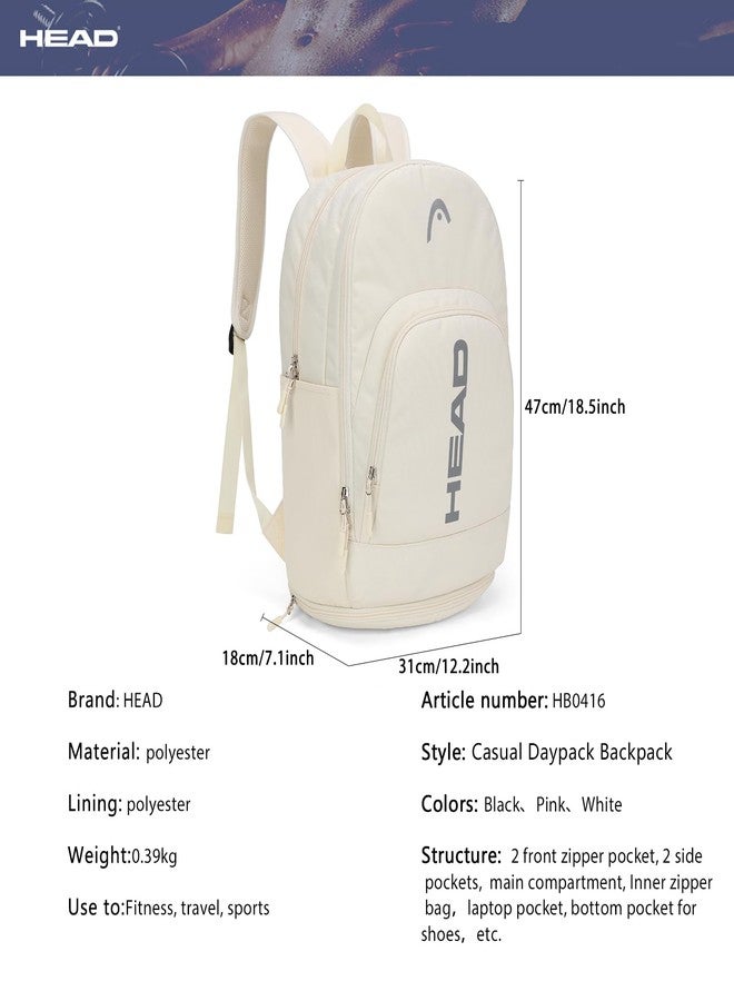 HEAD حقيبة ظهر سفر مقاومة للماء للنساء، حقيبة ظهر خفيفة الوزن بحجم 15.6 بوصة للكمبيوتر المحمول مع قسم للأحذية، حقيبة يومية غير رسمية لحقائب الكلية مع 10 جيوب لليلة واحدة/الرياضة/صالة الألعاب الرياضية/العمل/اللياقة البدنية - Image 5