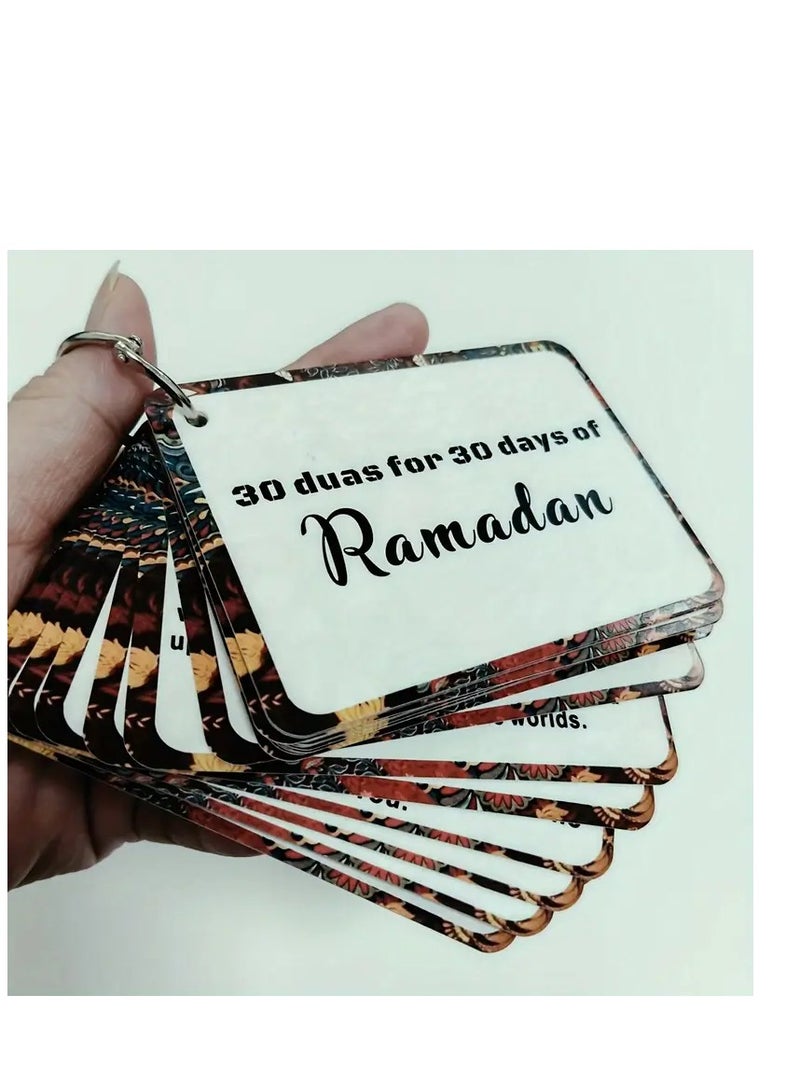 Ramadan Daily Duas Cards Set, 30 Days of Supplications in English & Arabic, Laminated Prayer Cards - Image 1