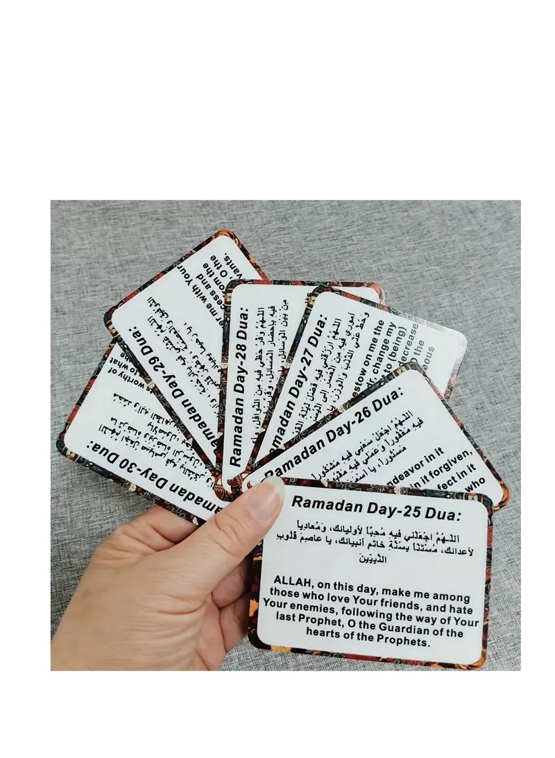 Ramadan Daily Duas Cards Set, 30 Days of Supplications in English & Arabic, Laminated Prayer Cards - Image 2