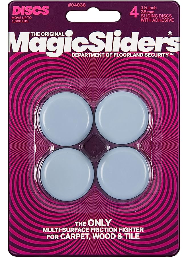 Magic Sliders أقراص منزلقة مقاس 1-1/2 بوصة من سلسلة 4038، عبوة من 4 قطع، رمادية - Image 1