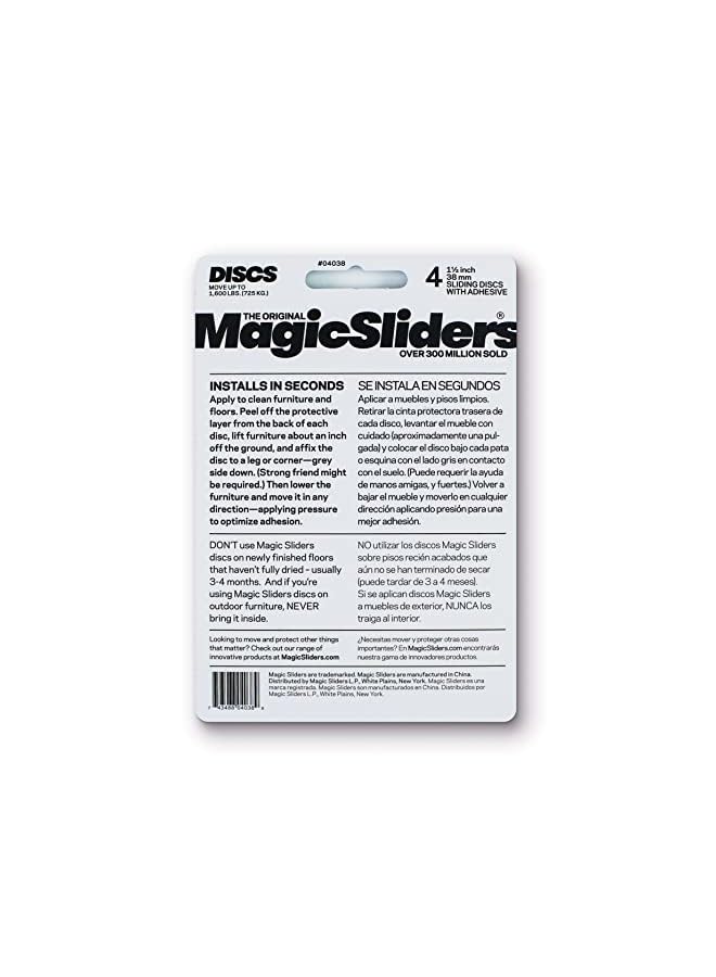 Magic Sliders أقراص منزلقة مقاس 1-1/2 بوصة من سلسلة 4038، عبوة من 4 قطع، رمادية - Image 2