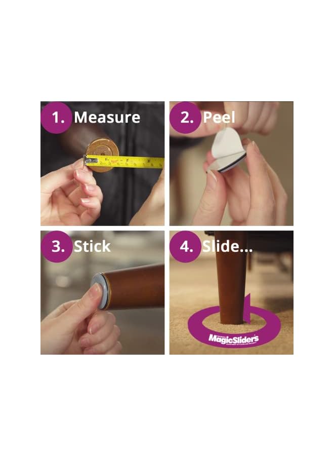 Magic Sliders أقراص منزلقة مقاس 1-1/2 بوصة من سلسلة 4038، عبوة من 4 قطع، رمادية - Image 5