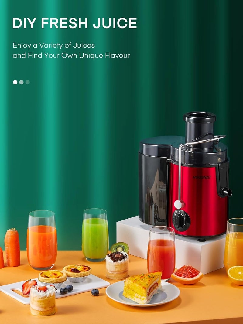 HOUSNAT Juicer Machine, Centrifugal Juicer 400 W Motor, 65MM Wide Chute for Whole Fruit and Vegetables, Juice Extractor with 3 Speeds, Upgraded Version Quick Juicing, Easy to Clean, BPA Free, Rot - Image 4