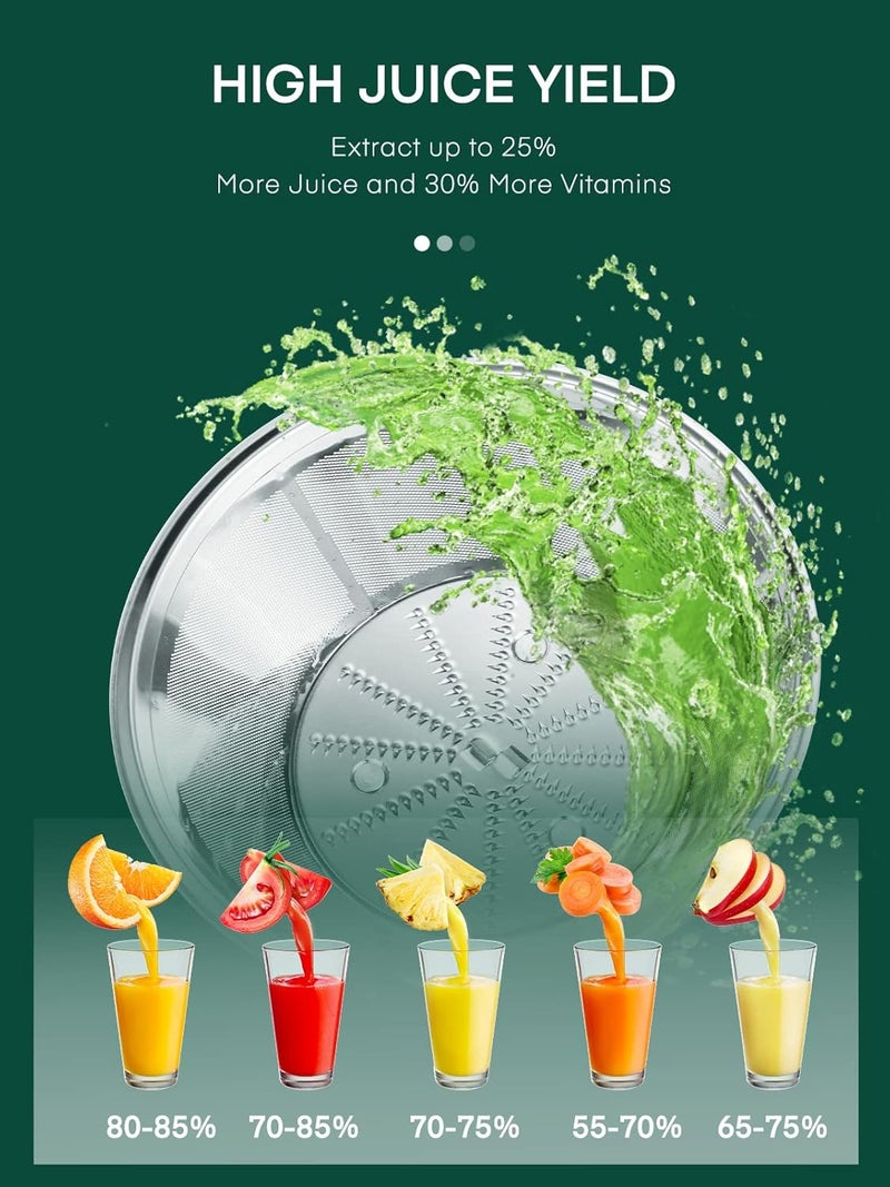 HOUSNAT Juicer Machine, Centrifugal Juicer 400 W Motor, 65MM Wide Chute for Whole Fruit and Vegetables, Juice Extractor with 3 Speeds, Upgraded Version Quick Juicing, Easy to Clean, BPA Free, Rot - Image 2