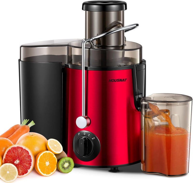 HOUSNAT Juicer Machine, Centrifugal Juicer 400 W Motor, 65MM Wide Chute for Whole Fruit and Vegetables, Juice Extractor with 3 Speeds, Upgraded Version Quick Juicing, Easy to Clean, BPA Free, Rot - Image 1