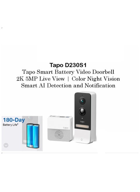 Tapo D230S1 Smart Battery 2K 5MP Video Doorbell