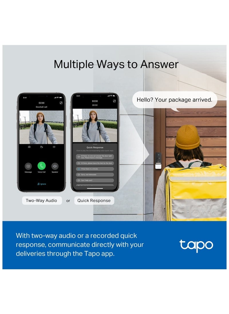 Tapo D230S1 Smart Battery 2K 5MP Video Doorbell