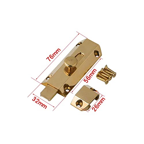 Liyafy 3" Pure Brass Slide Barrel Door Bolt Heavy Duty Gate Security Lock Latch Gold - Image 2