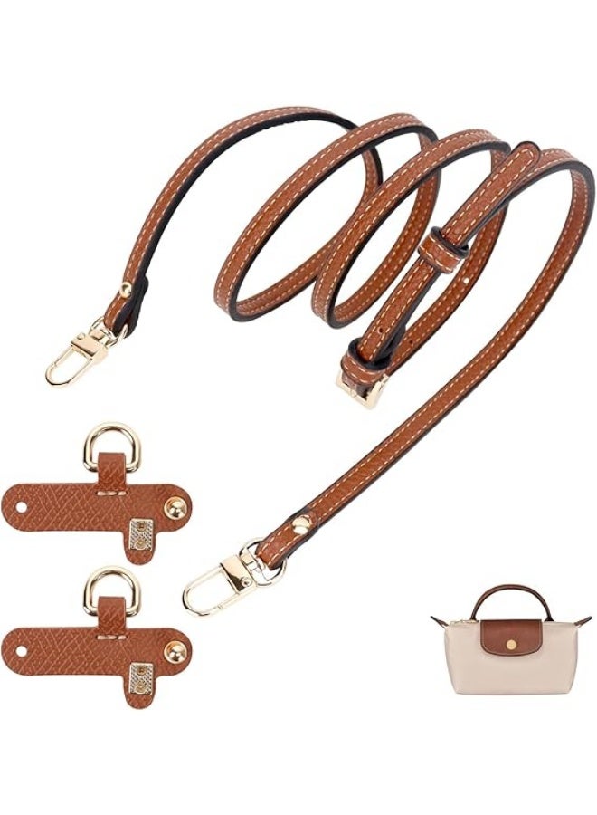 Fashion Strap, Punch-Free, Adjustable Buckle Design for Longchamp Mini, Handbag Strap, Brown Leather - Image 1
