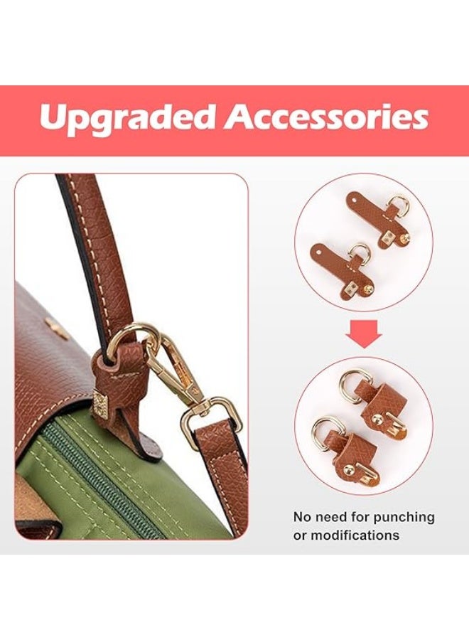 Fashion Strap, Punch-Free, Adjustable Buckle Design for Longchamp Mini, Handbag Strap, Brown Leather - Image 3