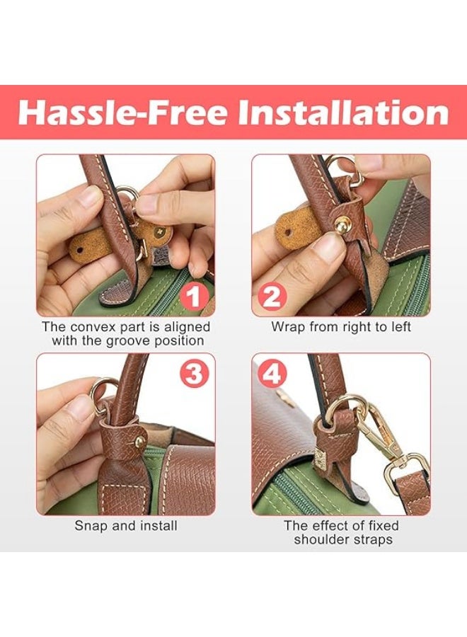 Fashion Strap, Punch-Free, Adjustable Buckle Design for Longchamp Mini, Handbag Strap, Brown Leather - Image 4