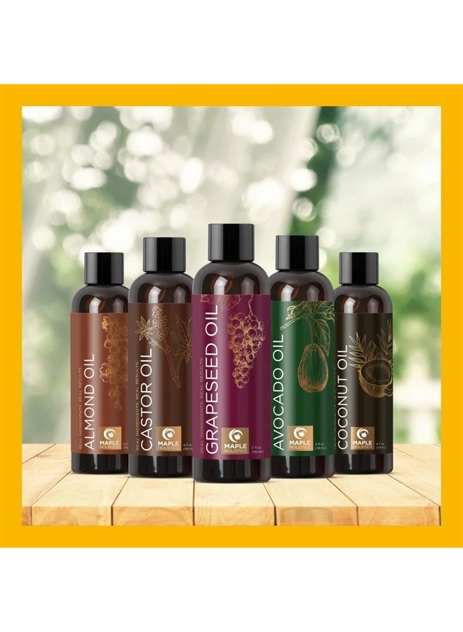 Maple Holistics Pure Carrier Oils for Essential Oils - DIY Skin Care Set with Hair Oils Skin Oils for Body Care Moisturizers for Face and Body plus Nail Care - Anti Aging Skin Care DIY Beauty Products Carrier Oil Set - Image 3