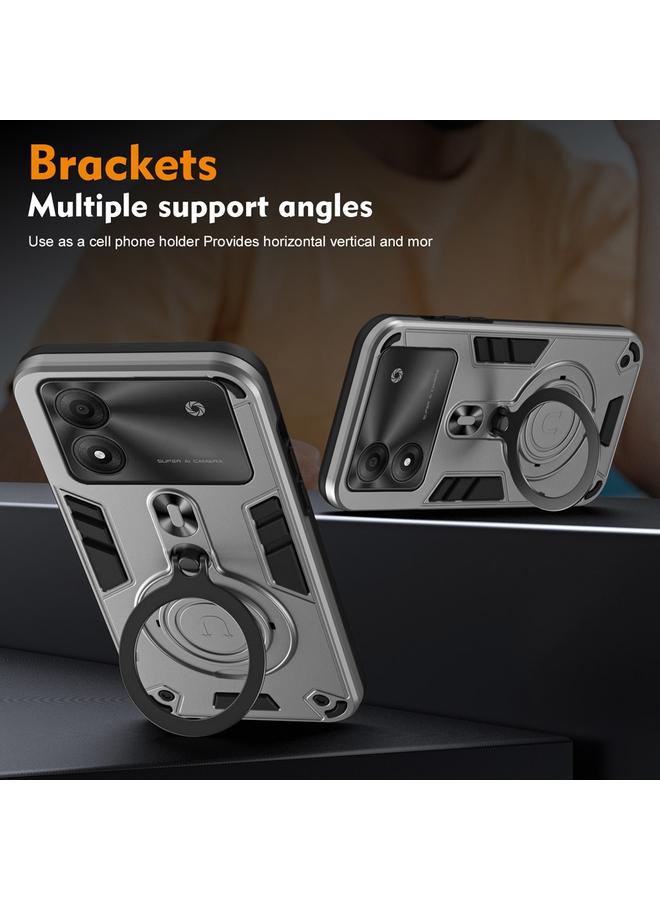 erorex Case For ZTE Blade A34 / A54 Metal Ring 360 Degree Rotating Holder PC Hybrid TPU Phone Case - Image 3