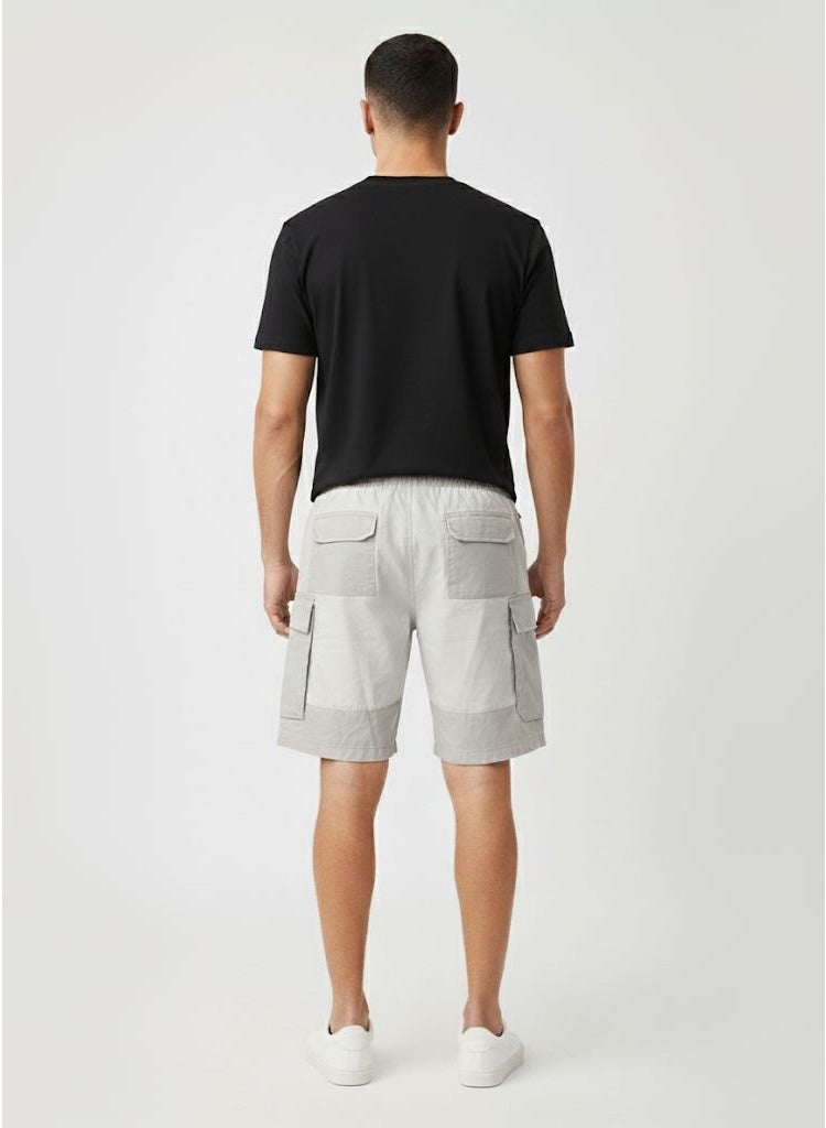 LOUD UNIVERSE شورتات كارجو للرجال - مزيج قطن عادي، خصر بحبل، شورتات صيفية غير رسمية متعددة الجيوب - Image 2