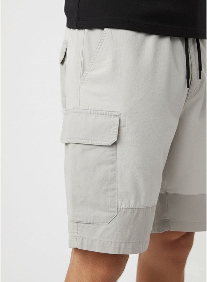 LOUD UNIVERSE شورتات كارجو للرجال - مزيج قطن عادي، خصر بحبل، شورتات صيفية غير رسمية متعددة الجيوب - Image 4