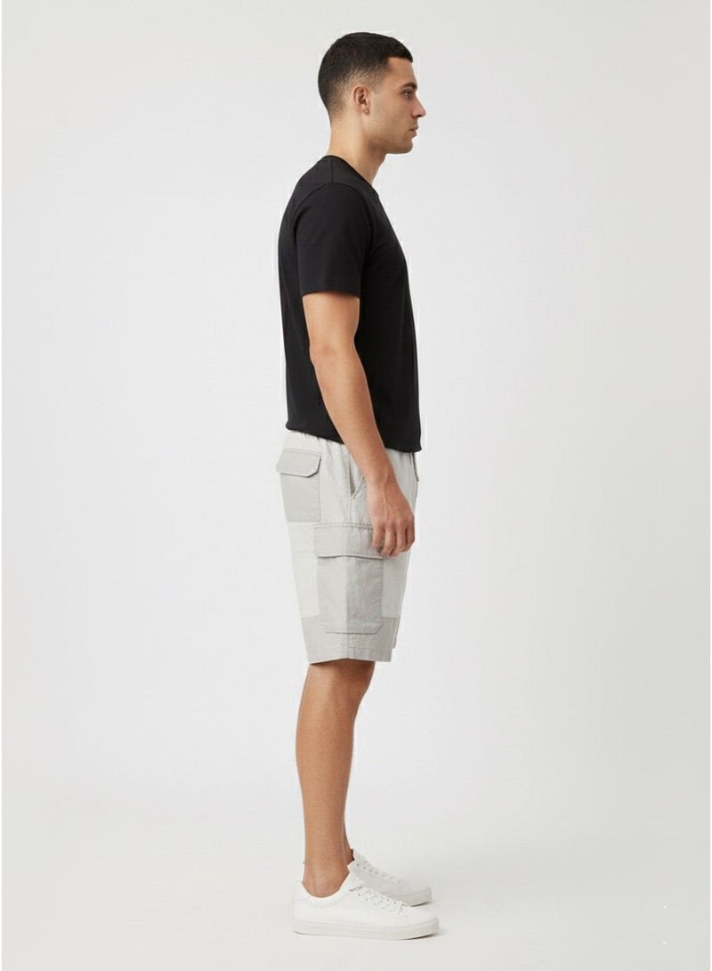 LOUD UNIVERSE شورتات كارجو للرجال - مزيج قطن عادي، خصر بحبل، شورتات صيفية غير رسمية متعددة الجيوب - Image 3