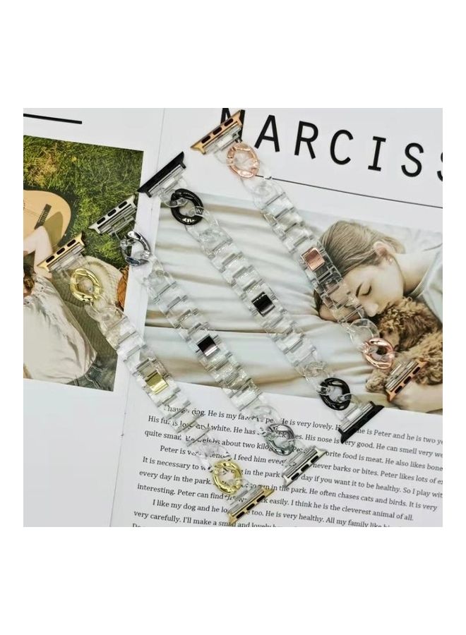 NIBEMINENT Transparent Cowboy Chain Replacement Strap Watchband For Apple Watch Series 1/2/3/4/5/6/7/SE 42-44-45mm Rose Gold - Image 2