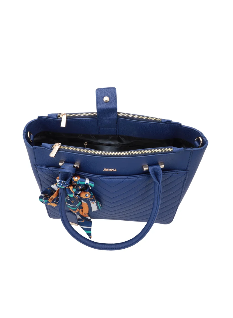 AMICA Regina Structured Handbag for Women- Navy Blue