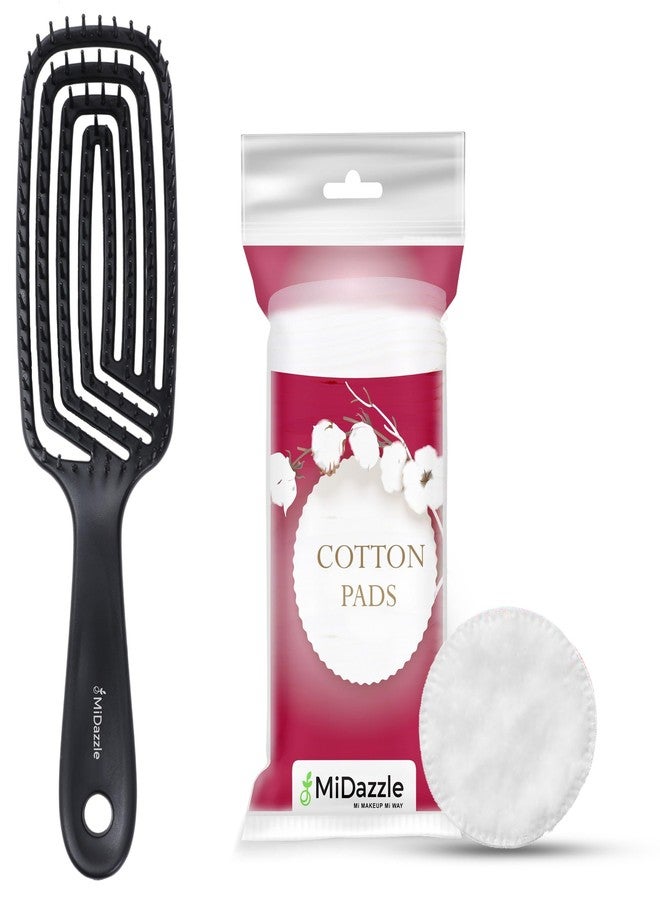 Midazzle Premium Black 3D Hair Brush Set with Cotton Pads, Pack of 2, For Men & Women