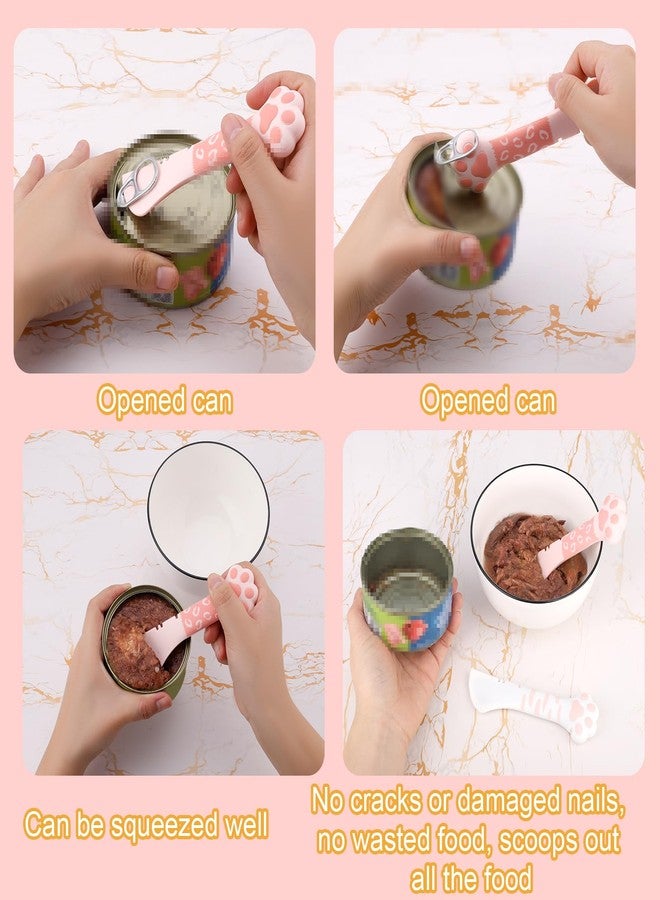 lasuroa 2pcs Cat Dog Food Spoon, Silicone Paw Spoon for Wet Food Versatile Pet Spatula Cute Shape Mixing Spoons Can Opener Mini Treat Dispenser for Cat Dog Supplies (Pink & White) - Image 5
