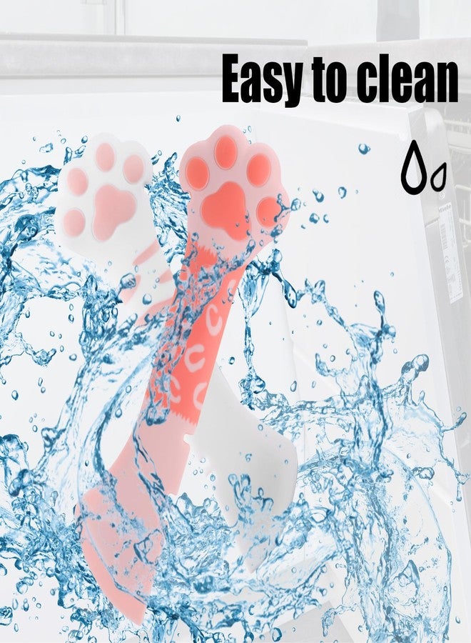 lasuroa 2pcs Cat Dog Food Spoon, Silicone Paw Spoon for Wet Food Versatile Pet Spatula Cute Shape Mixing Spoons Can Opener Mini Treat Dispenser for Cat Dog Supplies (Pink & White) - Image 3