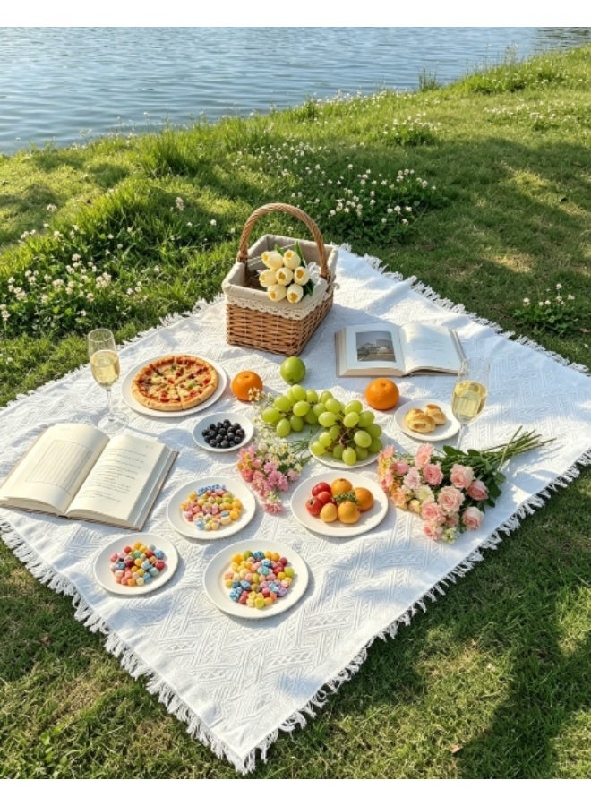 Picnic mat camping blanket seaside beach cloth picnic tablecloth tent floor mat park leisure blanket outdoor camping mat,1 pce (White, 180 * 180cm) - Image 1